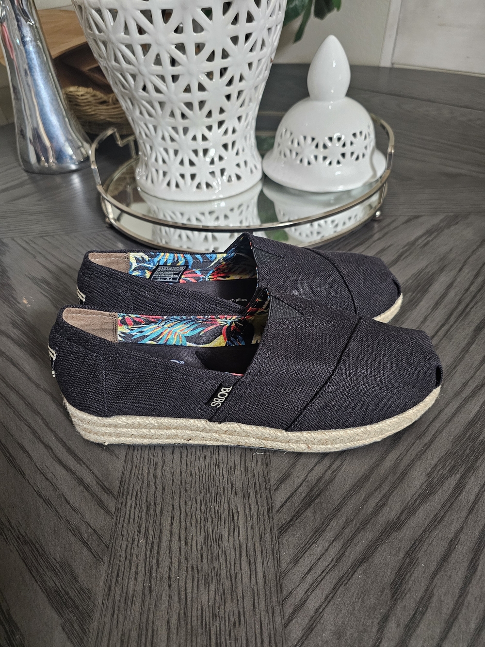 BOBS from Skechers Black Slip-On Espadrille Flats